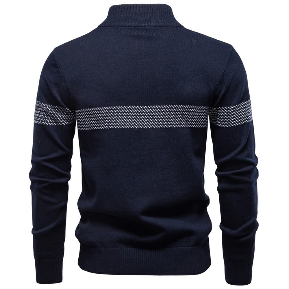 Men’s Textured Stand Collar Knit Sweater