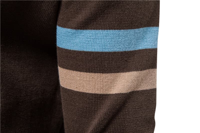 Men’s Striped Stand Collar Knit Jacket