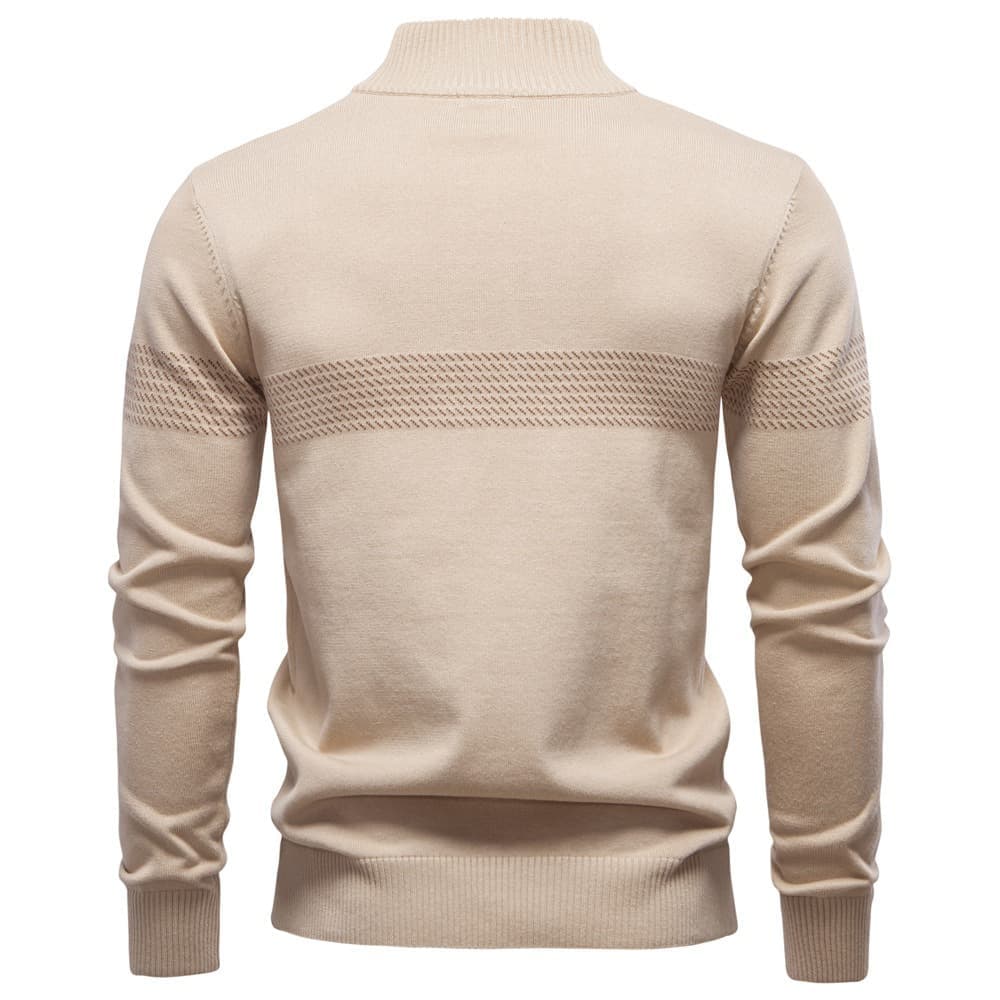 Men’s Textured Stand Collar Knit Sweater