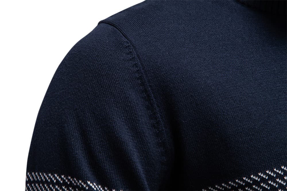Men’s Textured Stand Collar Knit Sweater