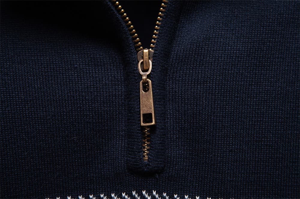 Men’s Textured Stand Collar Knit Sweater