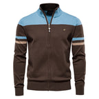 Men’s Striped Stand Collar Knit Jacket