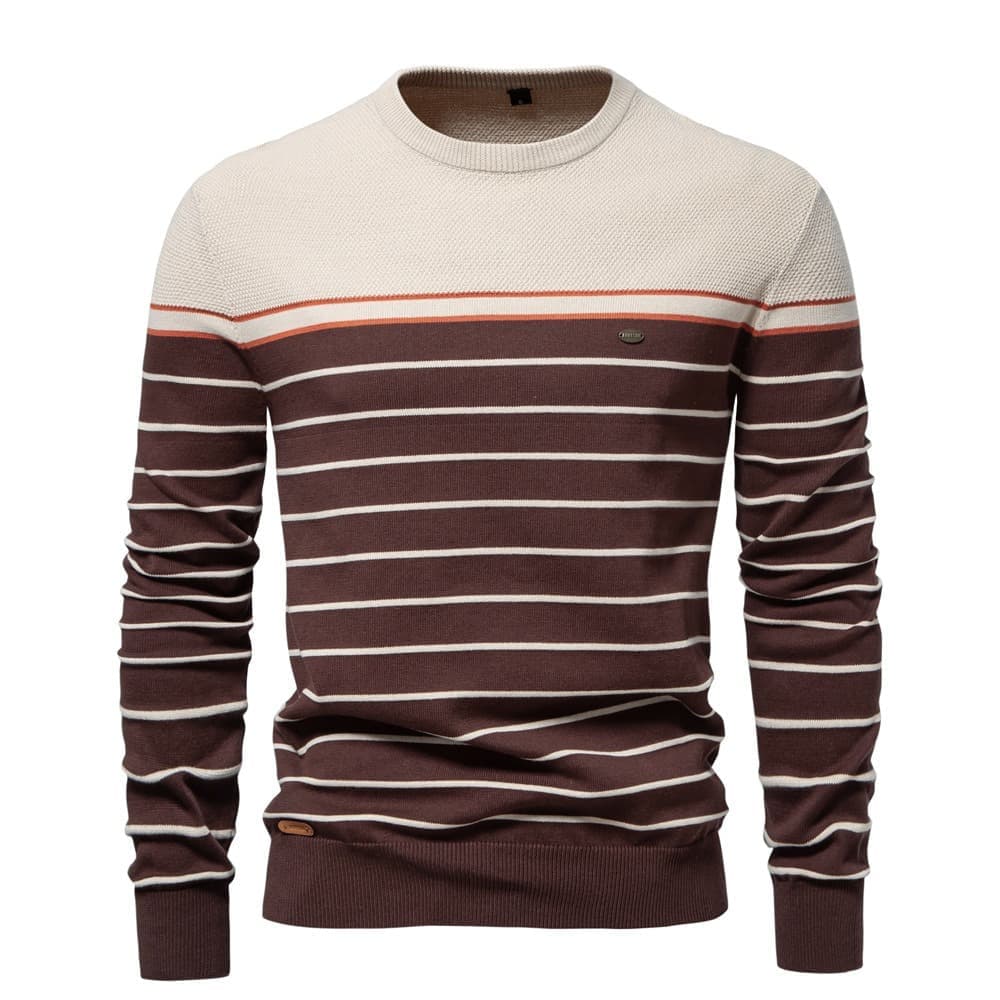 Men’s Textured Crew Neck Pullover Sweater