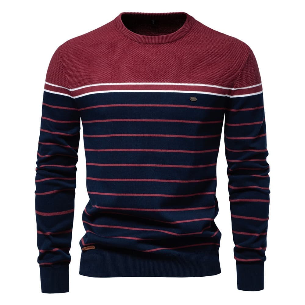 Men’s Textured Crew Neck Pullover Sweater