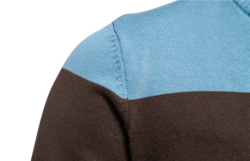 Men’s Striped Stand Collar Knit Jacket