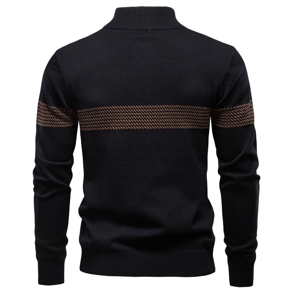 Men’s Textured Stand Collar Knit Sweater