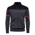 Men’s Striped Stand Collar Knit Jacket