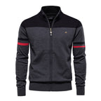 Men’s Striped Stand Collar Knit Jacket