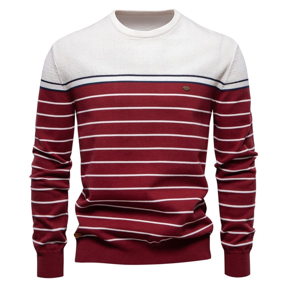 Men’s Textured Crew Neck Pullover Sweater