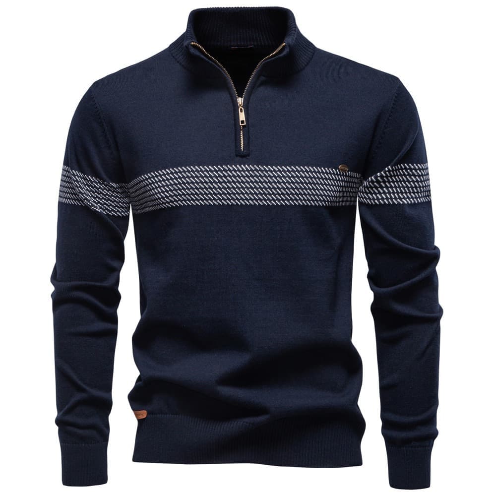 Men’s Textured Stand Collar Knit Sweater