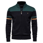 Men’s Striped Stand Collar Knit Jacket