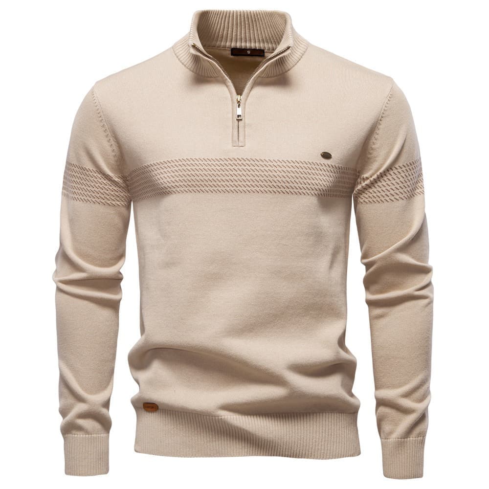 Men’s Textured Stand Collar Knit Sweater