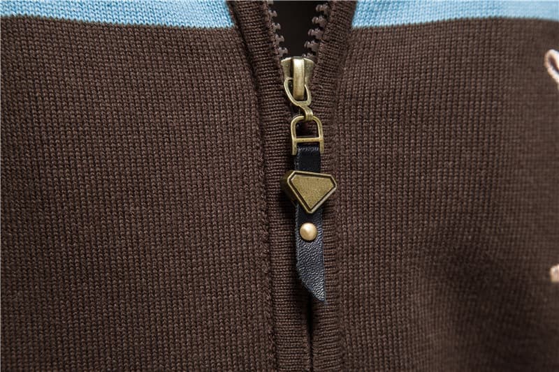Men’s Striped Stand Collar Knit Jacket