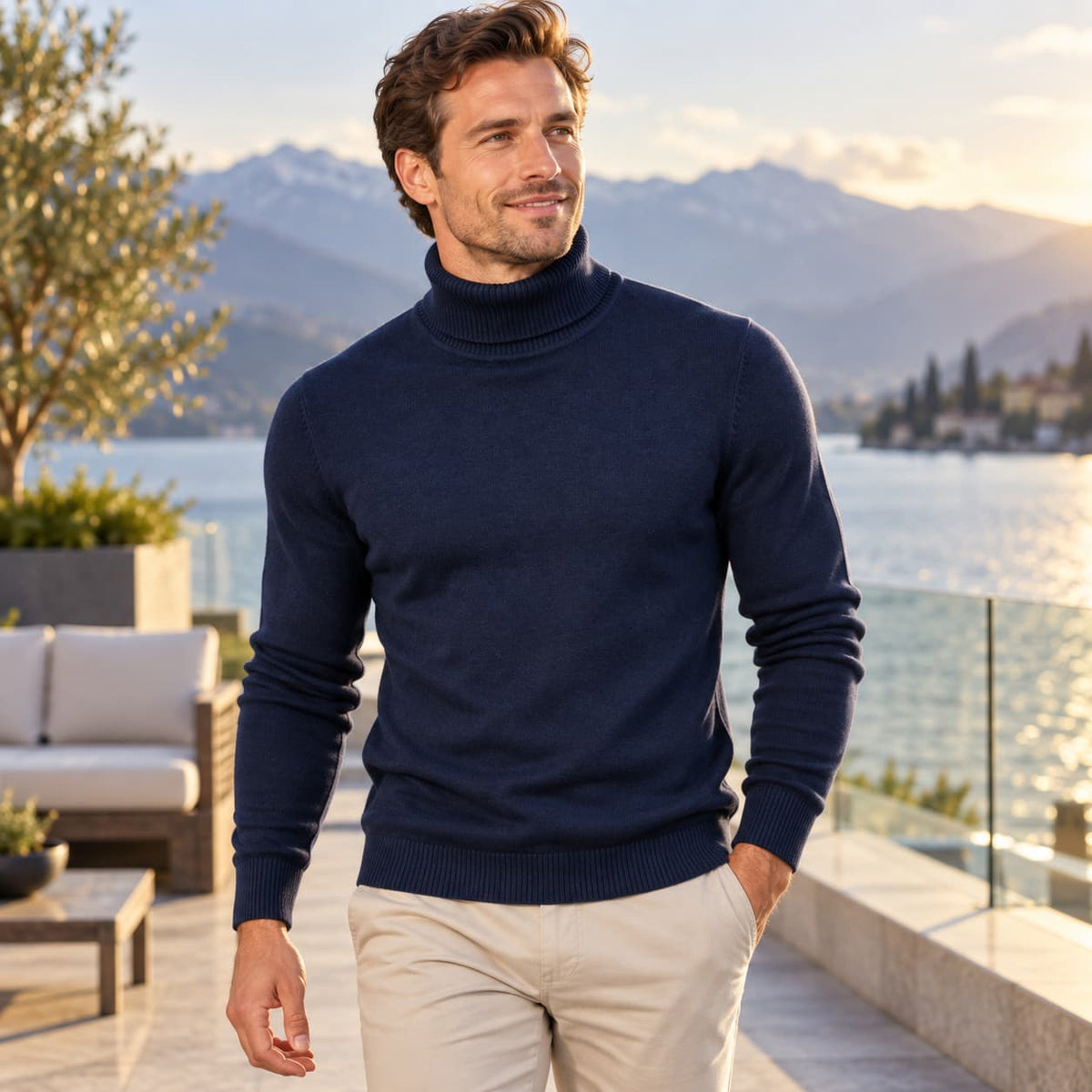 Men’s Slim Fit High Neck Pullover Sweater