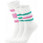 Unisex Striped Crew Socks – 3 Pairs Slouchy Cotton Calf Socks