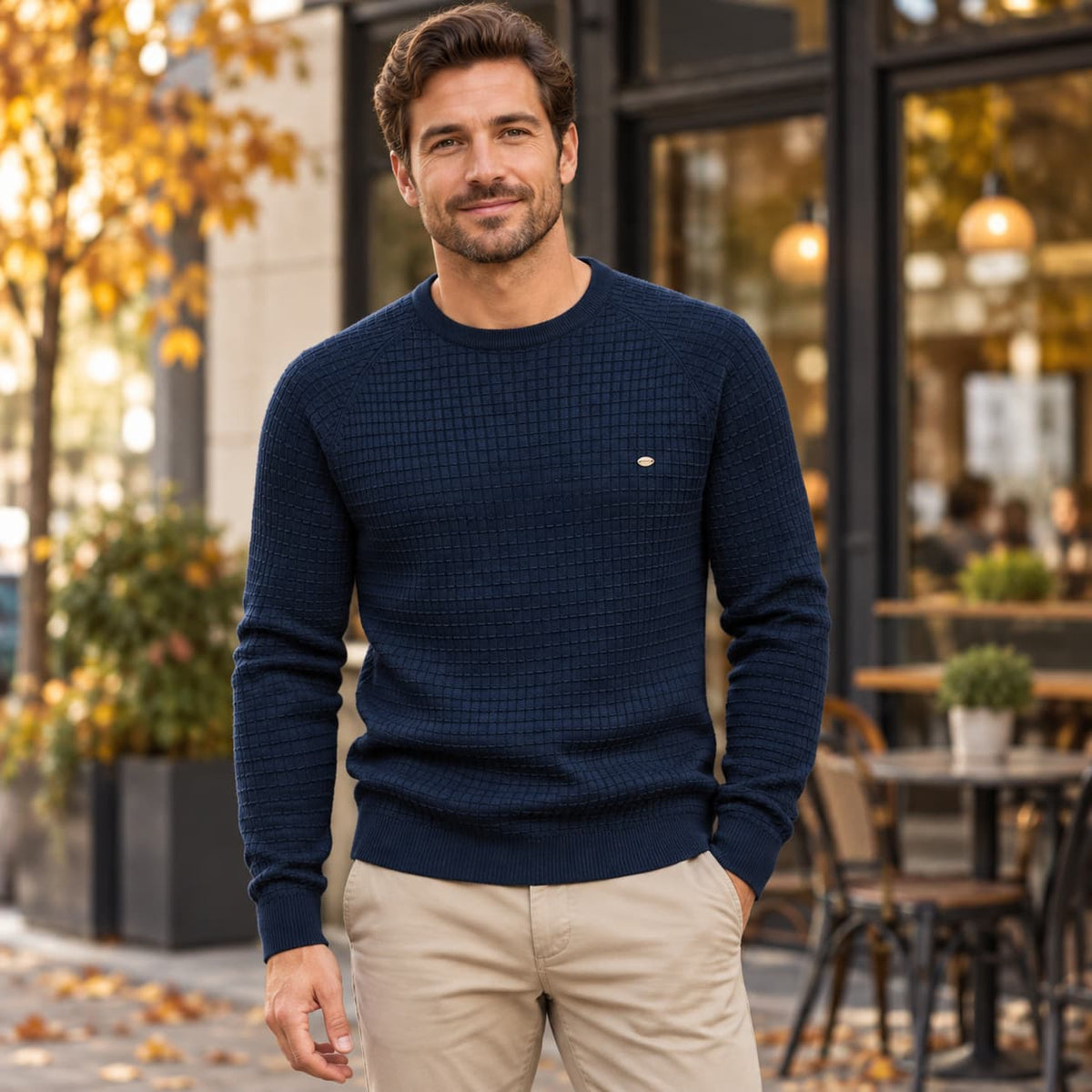 Men’s Waffle Knit Pullover Sweater