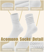 Unisex Slouchy Cotton Crew Socks – 3-Pack (White/Khaki/Brown)