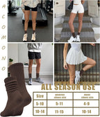 Unisex Slouchy Cotton Crew Socks – 3-Pack (White/Khaki/Brown)