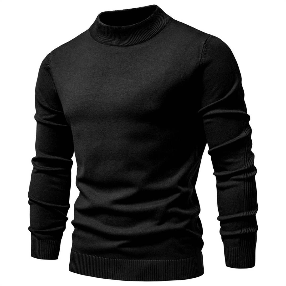 Men’s Solid Mockneck Pullover Sweater