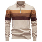 Men’s Striped Mock Neck Pullover Sweater