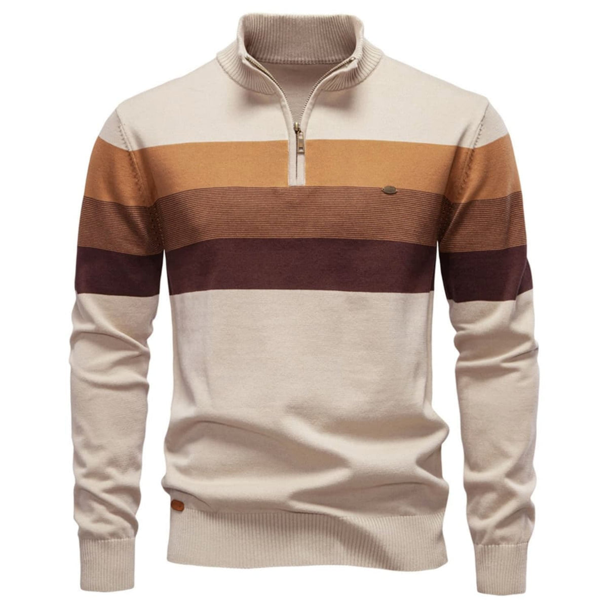Men’s Striped Mock Neck Pullover Sweater