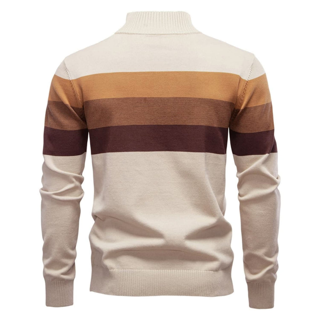 Men’s Striped Mock Neck Pullover Sweater