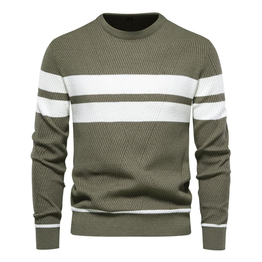 Men’s Striped Long Sleeve Knit Pullover Sweater