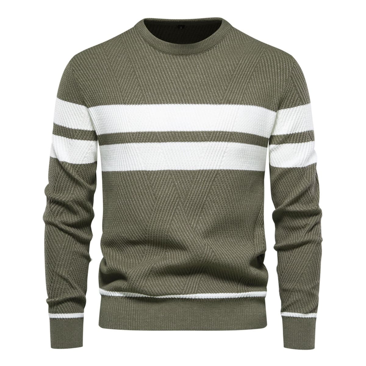 Men’s Striped Long Sleeve Knit Pullover Sweater