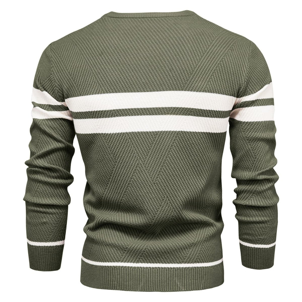 Men’s Striped Long Sleeve Knit Pullover Sweater