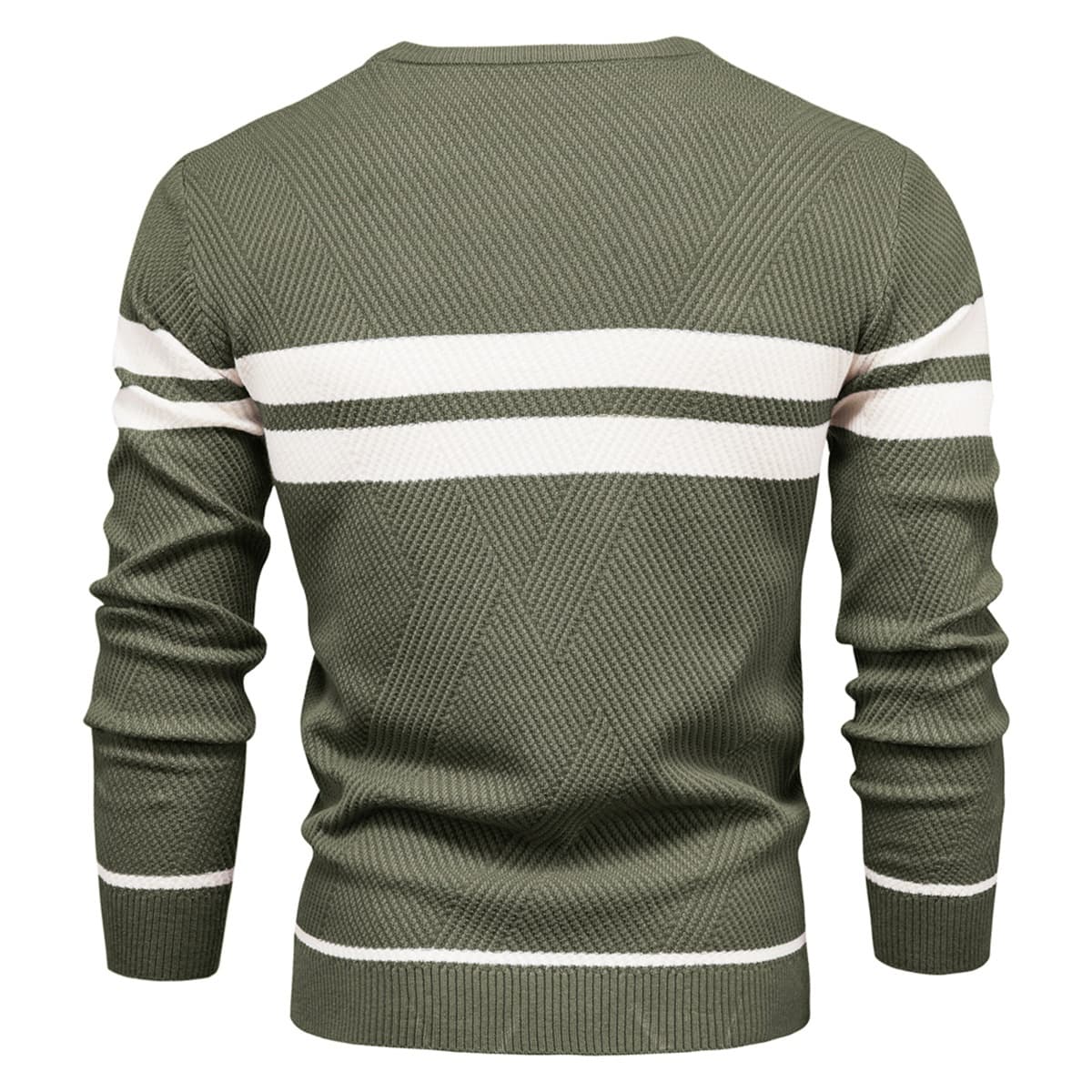 Men’s Striped Long Sleeve Knit Pullover Sweater
