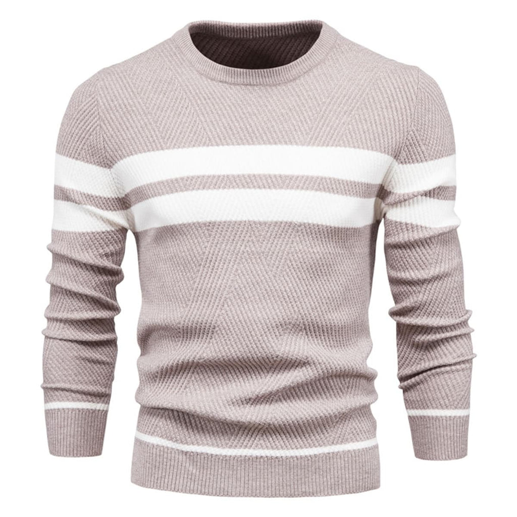 Men’s Striped Long Sleeve Knit Pullover Sweater