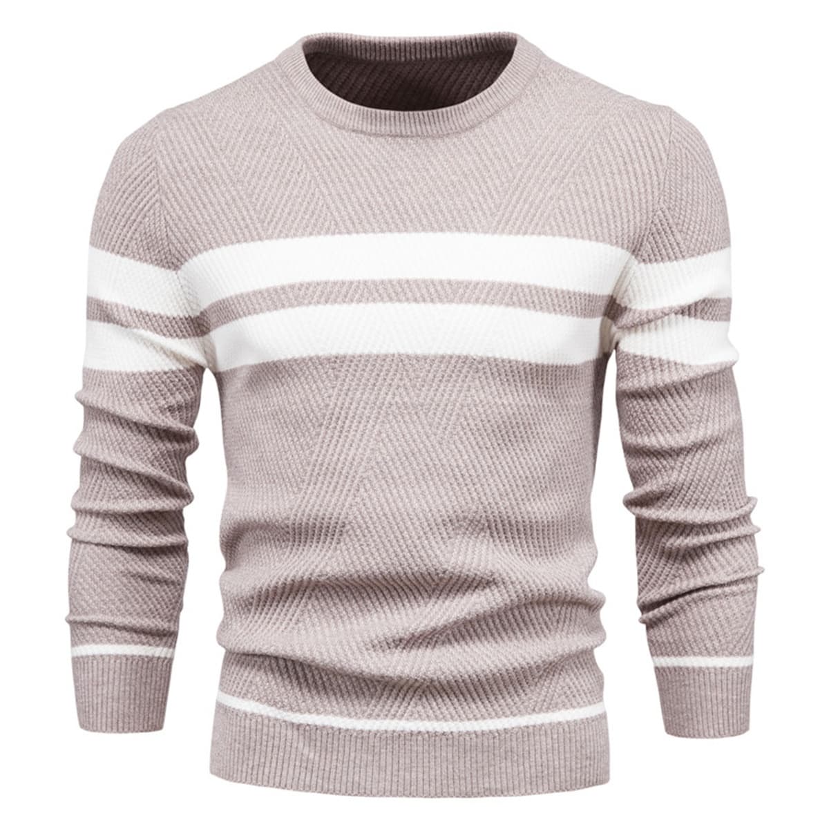 Men’s Striped Long Sleeve Knit Pullover Sweater