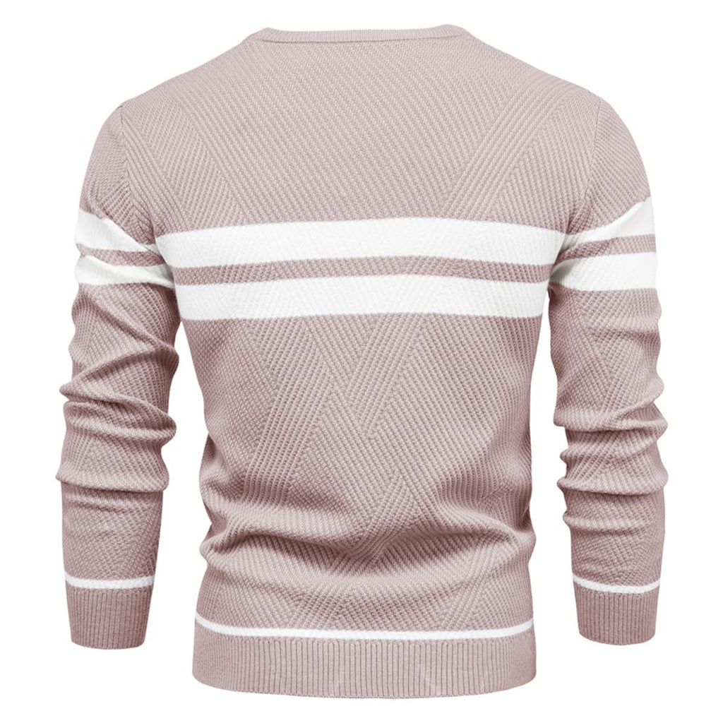 Men’s Striped Long Sleeve Knit Pullover Sweater