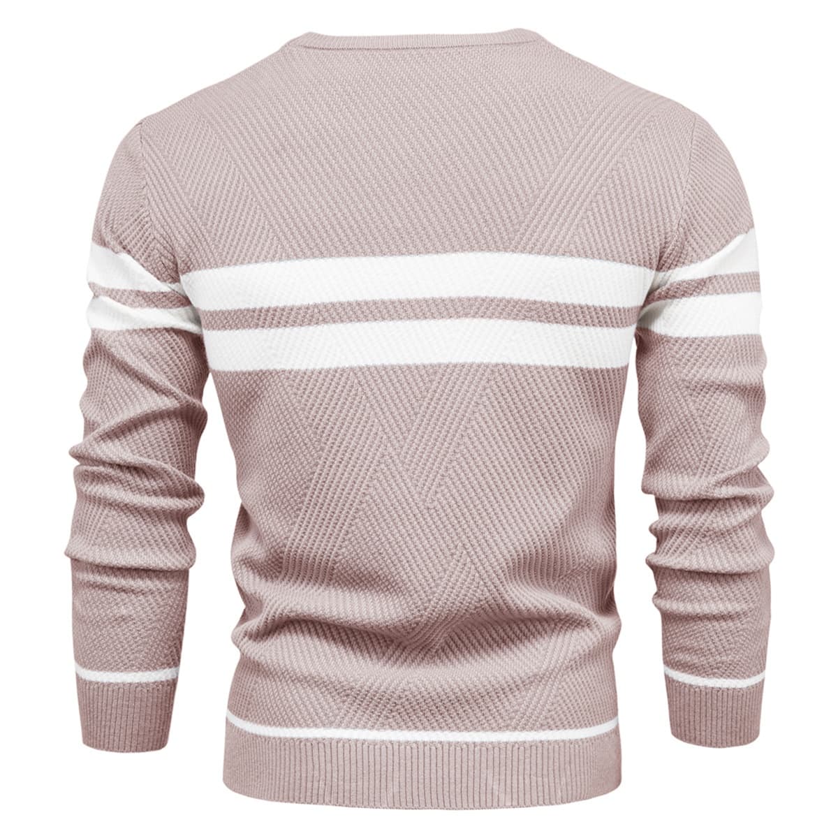Men’s Striped Long Sleeve Knit Pullover Sweater
