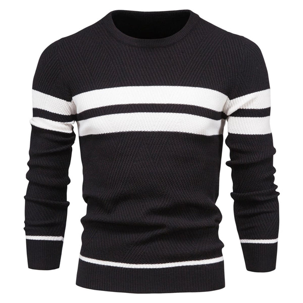 Men’s Striped Long Sleeve Knit Pullover Sweater