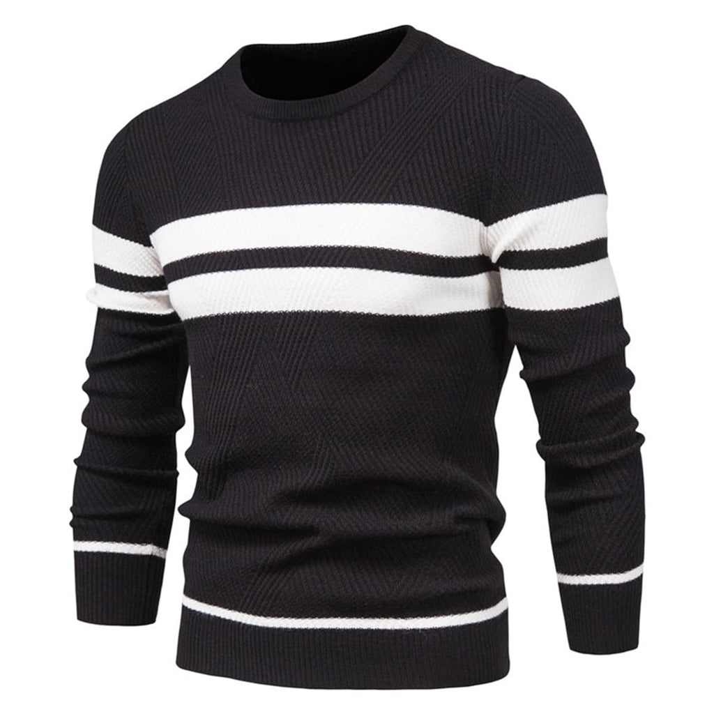 Men’s Striped Long Sleeve Knit Pullover Sweater