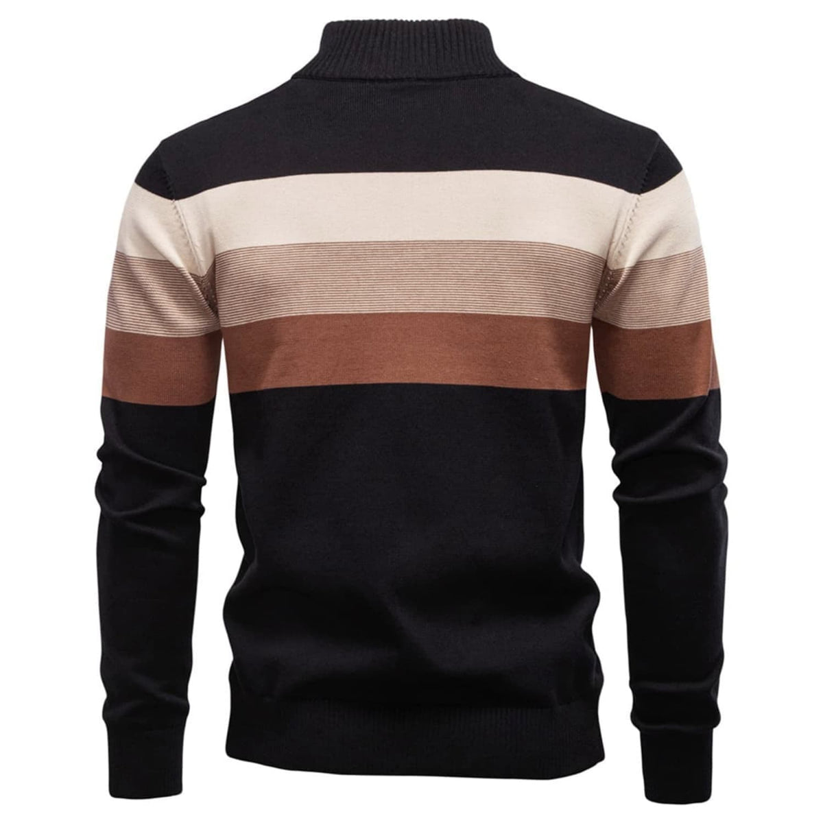 Men’s Striped Mock Neck Pullover Sweater