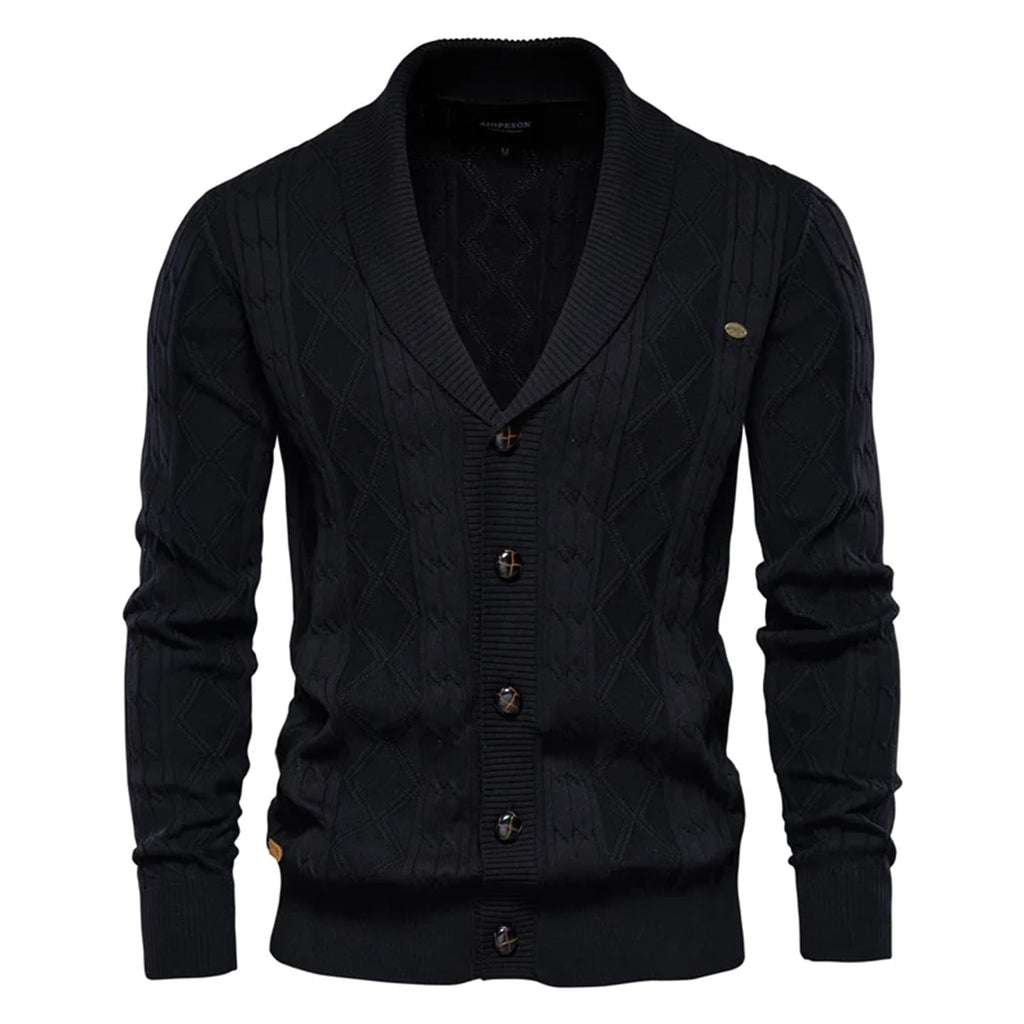 Men’s Argyle Button Front Cardigan Sweater