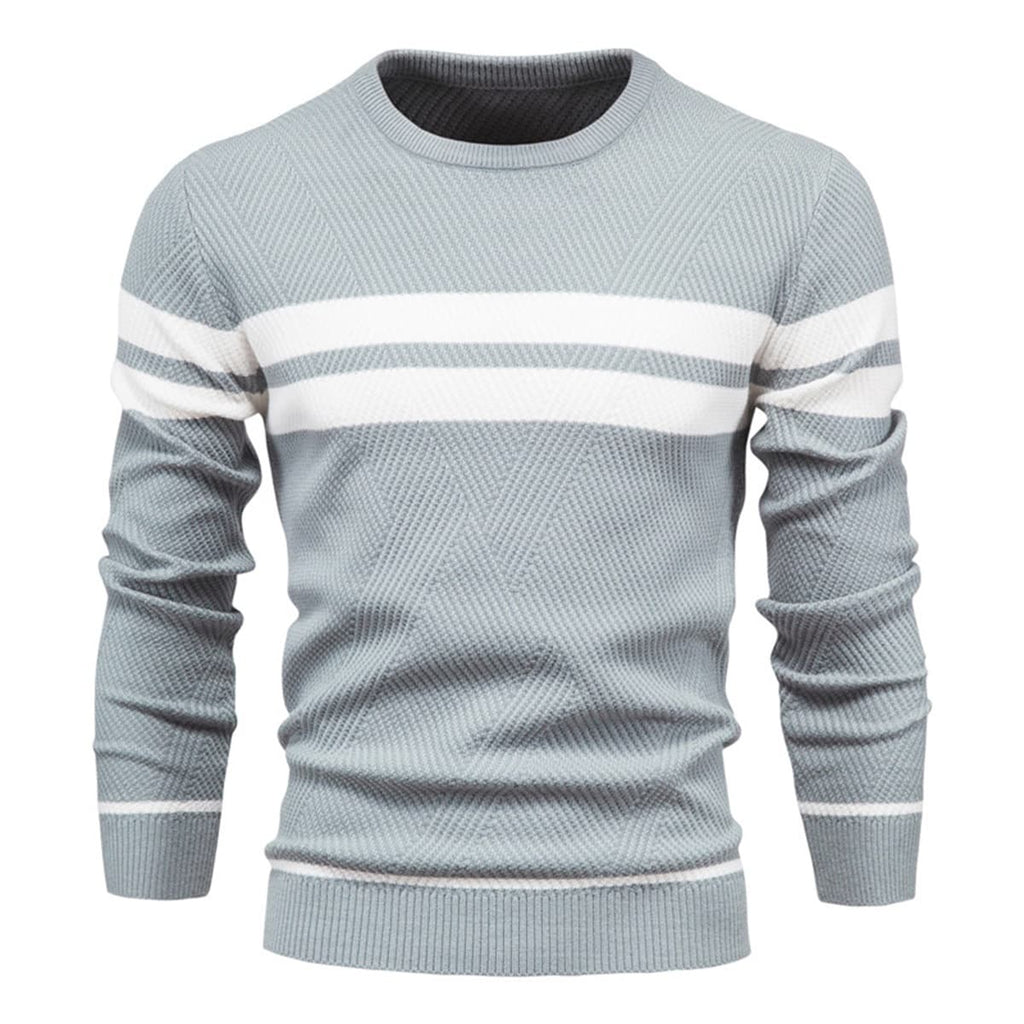 Men’s Striped Long Sleeve Knit Pullover Sweater