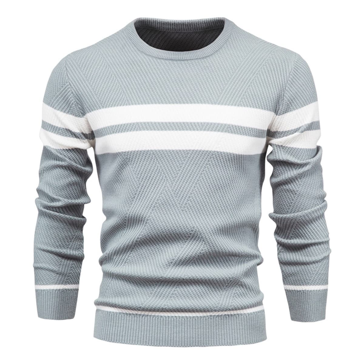Men’s Striped Long Sleeve Knit Pullover Sweater