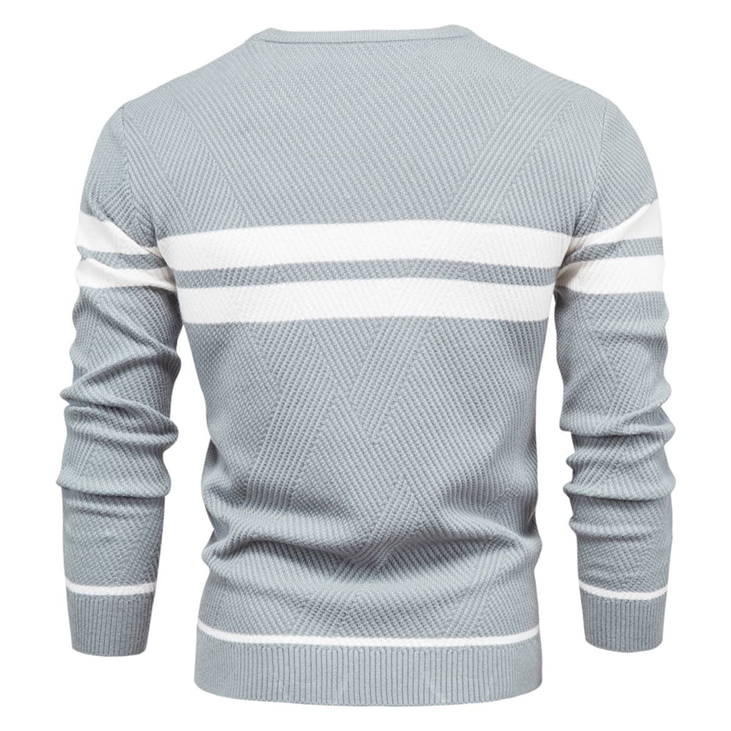 Men’s Striped Long Sleeve Knit Pullover Sweater