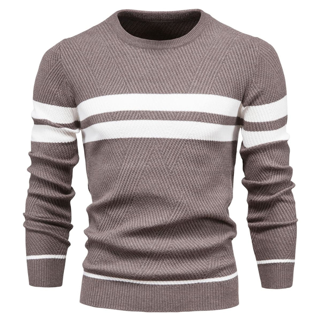 Men’s Striped Long Sleeve Knit Pullover Sweater