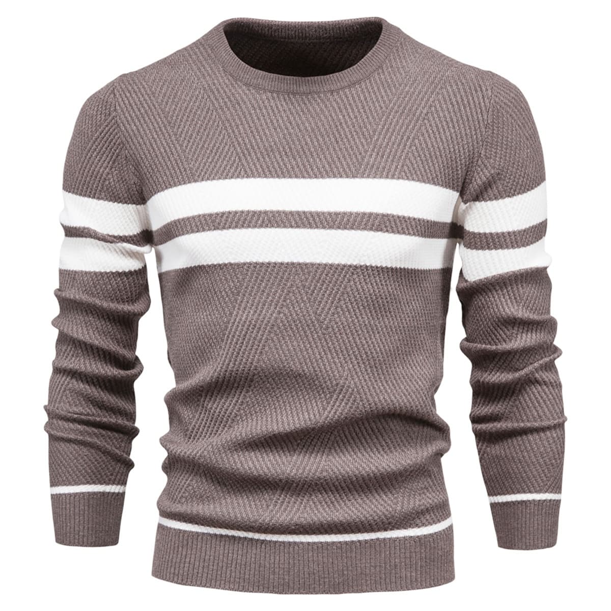 Men’s Striped Long Sleeve Knit Pullover Sweater