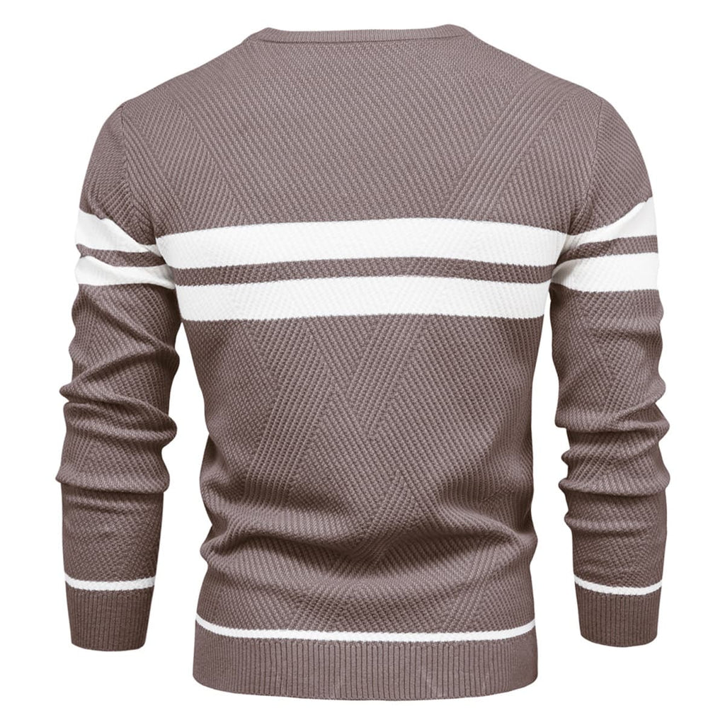 Men’s Striped Long Sleeve Knit Pullover Sweater