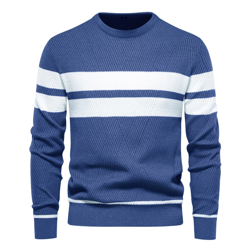 Men’s Striped Long Sleeve Knit Pullover Sweater