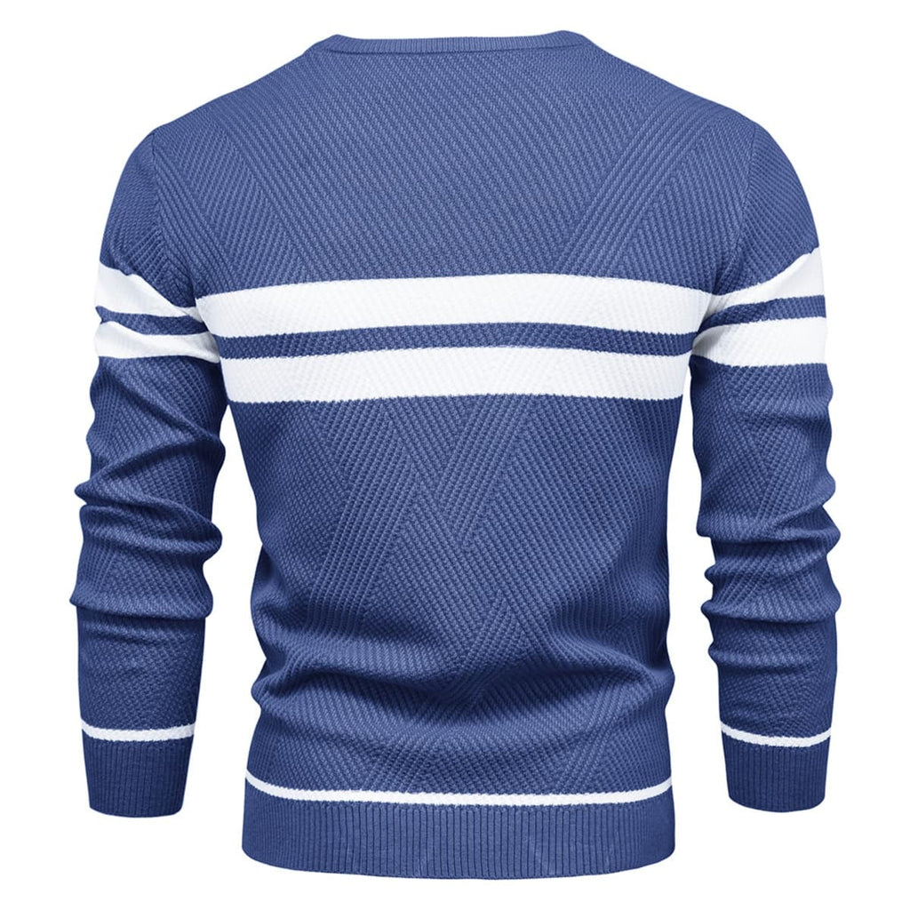Men’s Striped Long Sleeve Knit Pullover Sweater