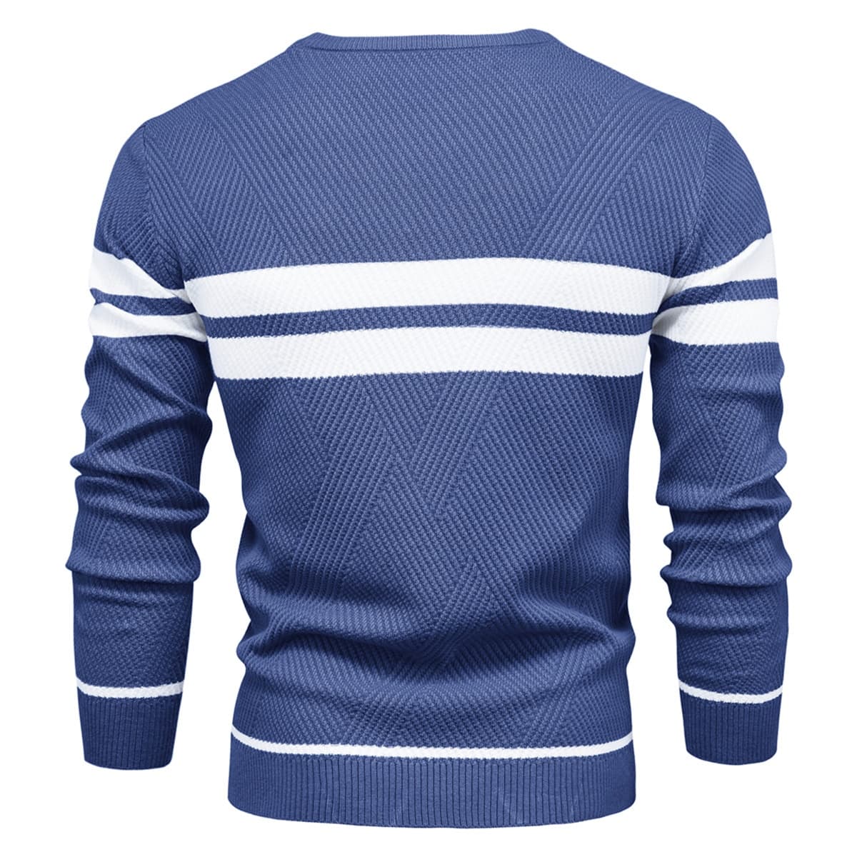 Men’s Striped Long Sleeve Knit Pullover Sweater