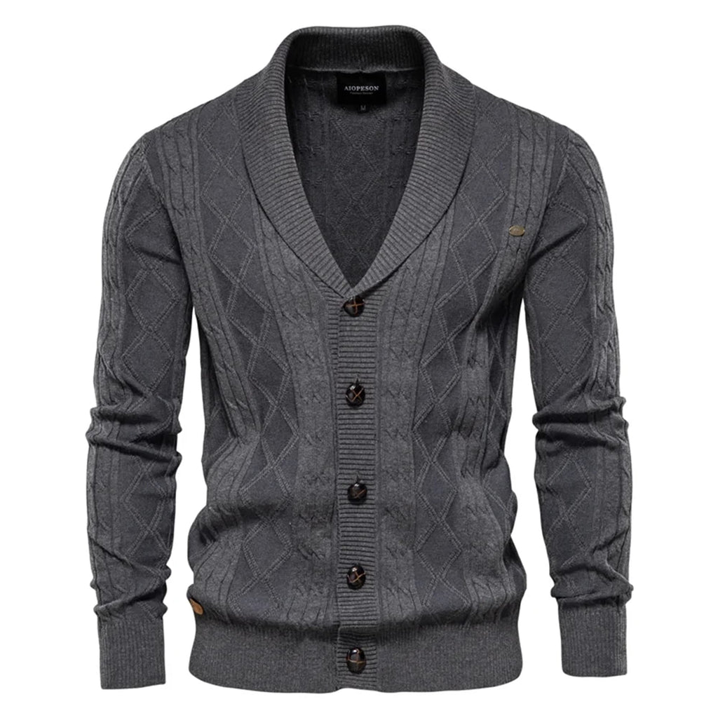 Men’s Argyle Button Front Cardigan Sweater