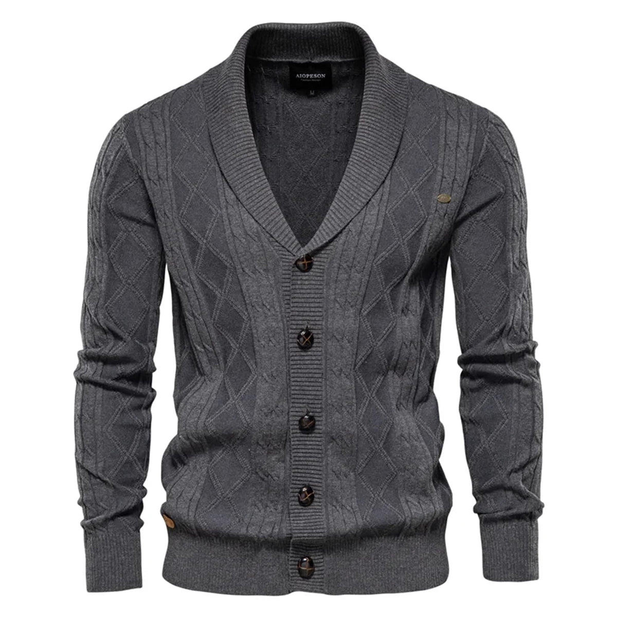 Men’s Argyle Button Front Cardigan Sweater