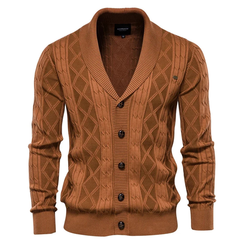 Men’s Argyle Button Front Cardigan Sweater